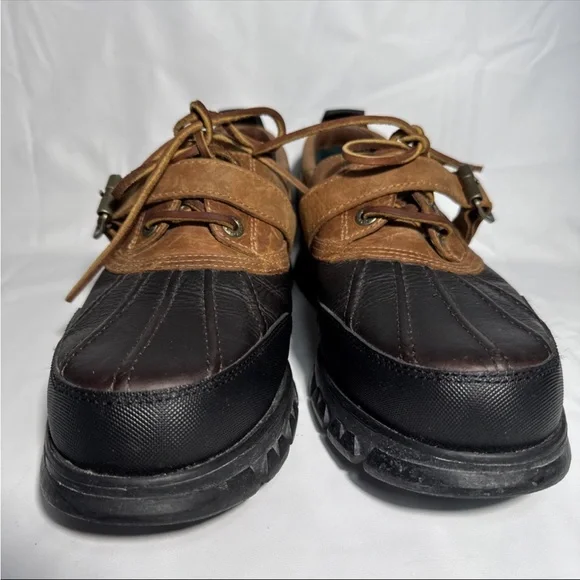 Y2K Vtg Polo Sport Ralph Lauren Leather Trail Shoes Men 10.5 D Brown Duck Toe - Picture 3 of 7